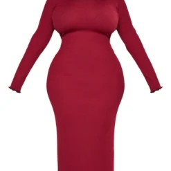 Plus Robe Mi-longue Prune Foncé à Manches Longues Et Ourlet Légèrement Volanté -Promos Jupe Éthérée Boutique 53cbd5cc4aa7566982a3210cbb7d3d076bcda65a cnc2221 5