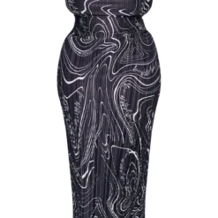 Plus Robe Longue Plissée Imprimé Tourbillons Noirs à Col Bénitier -Promos Jupe Éthérée Boutique 54c0c3293badd6ba4c2e5eb6ed7fb64374121509 cnb9041 5