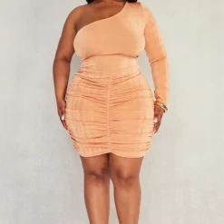 Plus Robe Moulante Asymétrique En Acétate Argile