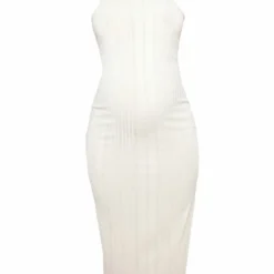 Maternité Robe De Grossesse Mi-longue Côtelée Brossée Sable Pâle à Dos Nageur -Promos Jupe Éthérée Boutique 55284c480c4174e9b45f24a70cb07745994997bc cnd7180 5