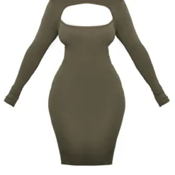 Shape Robe Mi-longue En Jersey Vert Olive Kaki à Découpe Et Manches Longues -Promos Jupe Éthérée Boutique 555a51b7e5a5d89377239dbcee1d243642bc6672 cnd0637 5