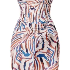 Plus Robe Mi-longue Bleue Zébrée à Col Bénitier Et Fronces Sur Le Côté -Promos Jupe Éthérée Boutique 5668fb6e9576c89141752955b2df8f64ba1981e1 cmw4009 6