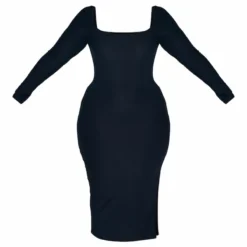 Plus Robe Mi-longue En Jersey Doux Noir à Col Carré -Promos Jupe Éthérée Boutique 5878f1cbe35581e9e9a78aea6603b19fc9703fce cnc5137 5