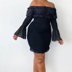 Plus Robe Moulante En Mousseline De Soie Noire Effet Froncé -Promos Jupe Éthérée Boutique 5b46356672f11dde15dee9101b390cd1f5e5e134 CMK3323 3