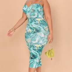 Plus Robe Mi-longue Côtelée Froncée Verte Imprimé Tourbillon à Bonnets 7 Plus Robe Mi-longue Côtelée Froncée Verte Imprimé Tourbillon à Bonnets -Promos Jupe Éthérée Boutique 5cd5e93fa150f21f45203aaf3a692ebad362ca08 cmw2934 4