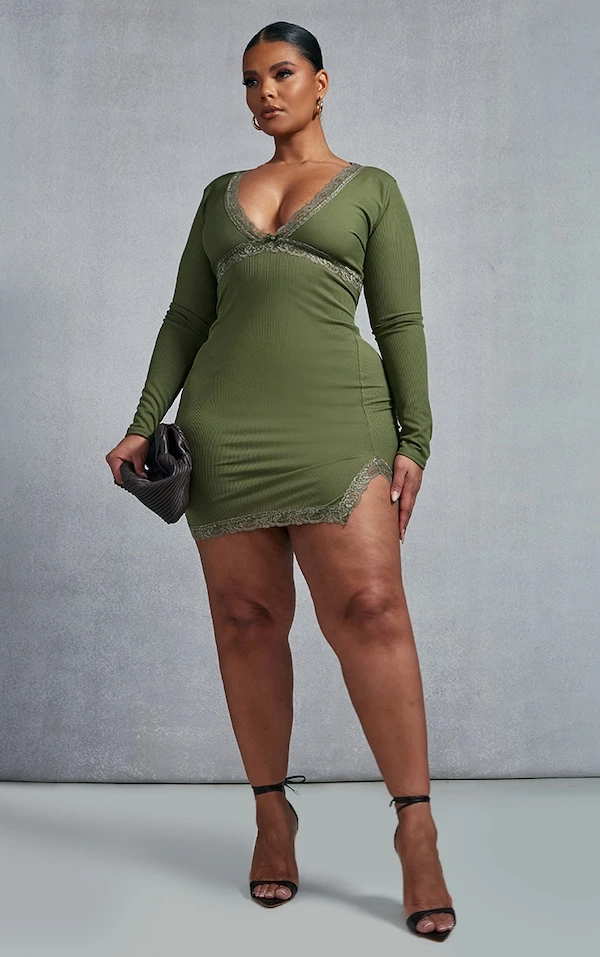 Les Must-Have de 2025 : Robes Grande Taille Qui Vous Mettront en Valeur 3 Robe kaki dentelle