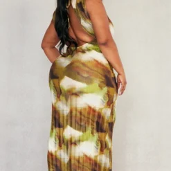 Plus Robe Mi-longue Verte Plissée Tie & Dye Nouée Dans Le Dos -Promos Jupe Éthérée Boutique 5d81e692cc9fc71b93bbce1dbd2ab91e9e2f0a3c cnd9049 1