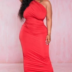 Plus Robe Moulante Longue Rouge Froncée à épaule Unique -Promos Jupe Éthérée Boutique 5dec014a3040bb0e03fc5303fbf3d230057d5cdd cna0081 4