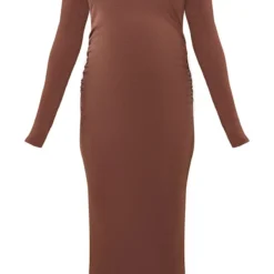 Maternité Robe Mi-longue De Grossesse Chocolat Froncée à Manches Longues -Promos Jupe Éthérée Boutique 5f3c86981cd762db8363c829bce916601aca2f14 cnc4890 5