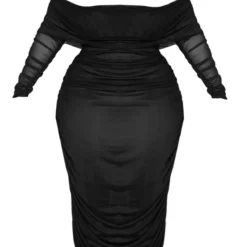 Plus Robe Mi-longue En Mesh Noir à Col Bardot Et Manches Longues -Promos Jupe Éthérée Boutique 5fc8e285e01bd9916caa54c268e8a54be0a5c4e2 cnd2493 5