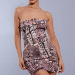 Petite Robe Courte Marron Imprimée Jean à Boucle Devant -Promos Jupe Éthérée Boutique 60c10838d371f8158d69af493dd4a1fa4b904777 cnd0190 3