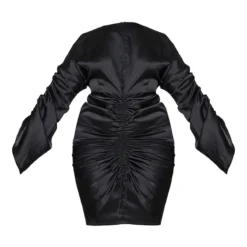 Plus Robe Décolletée Satinée Noire Froncée Sur L'avant -Promos Jupe Éthérée Boutique 62c2961c18cc4f05fe44a28274a7f610d0bda321 cmn8204 6