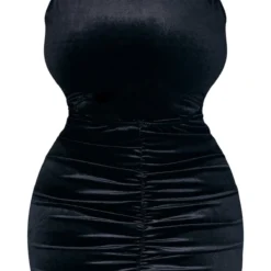 Plus Robe Mi-longue Noire En Velours à Découpes Et Devant Froncé -Promos Jupe Éthérée Boutique 66710a3257a4a33cc4552e0769d3890f25d991fe cna9986 5