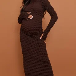 Maternité Robe Longue De Grossesse En Maille Bulle Chocolat Texturée -Promos Jupe Éthérée Boutique 669c69716668a4d92a647b676bfac25a52edbf34 cnb3084 3