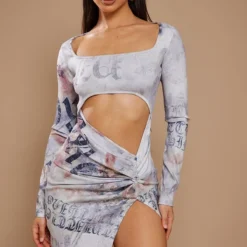 Petite Mini Robe Découpée Crème Fleurie Vintage