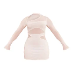Shape Robe Très Moulante En Mesh Superposé Blanc à Manches Longues -Promos Jupe Éthérée Boutique 69d69043308fc48a3fb99cd0f20c7ced1f930fee cmw7710 6