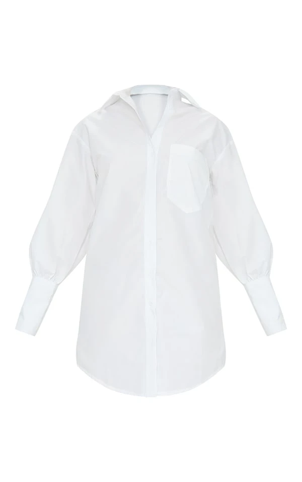 Petite Robe Chemise Oversize Blanche à Manchettes 5 Petite Robe Chemise Oversize Blanche à Manchettes – Image 5