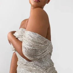 Plus Robe Moulante à Sequins Crème Et Col Bardot -Promos Jupe Éthérée Boutique 6be30688b6b94fd134aca319ac073d3f750150c6 CMH4789 4