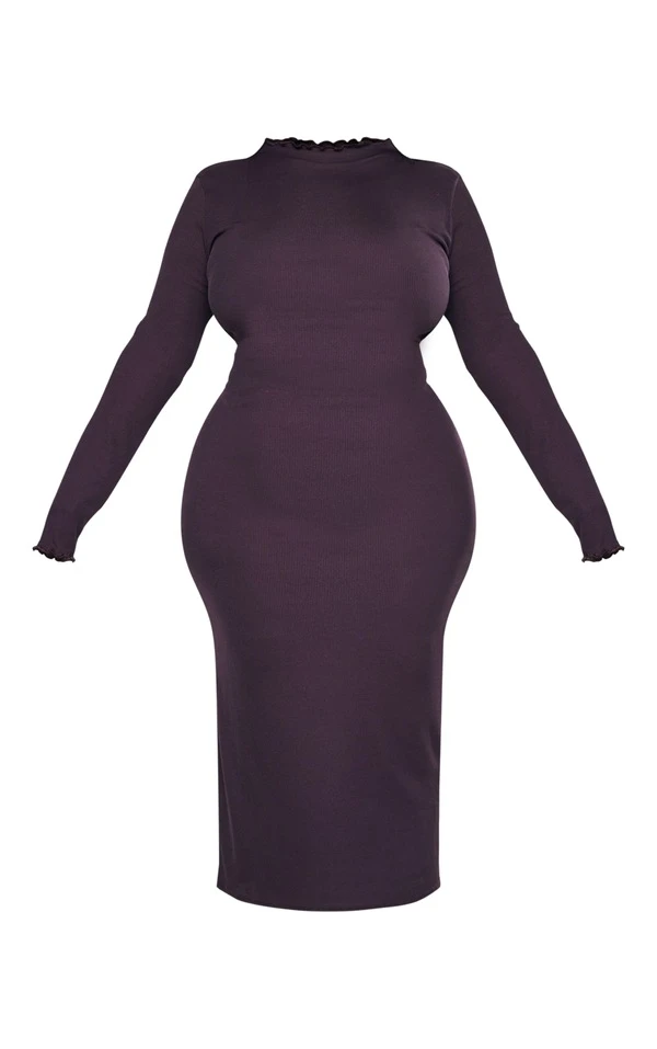 Plus Robe Mi-longue Chocolat à Manches Longues Et Ourlet Légèrement Volanté 5 Plus Robe Mi-longue Chocolat à Manches Longues Et Ourlet Légèrement Volanté – Image 5