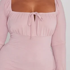 Plus Robe Mi-longue Rose Nouée Devant à Manches Bouffantes -Promos Jupe Éthérée Boutique 6be8c021399040e44e0cbf7a43c00939296d921b cnc2191 4