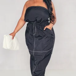 Plus Robe Mi-longue Bustier En Nylon Noir à Détail Coutures -Promos Jupe Éthérée Boutique 6c5885f879f1f4eb010c2e4a0ea3418e44ba6a2d cnc7378 3