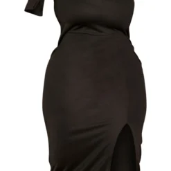 Plus Robe Mi-longue Noire Asymétrique à Détail Noeud -Promos Jupe Éthérée Boutique 6d81382e36511c2636e871d491c0dfa8733d92b0 cna0077 5