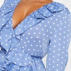 Plus Robe Volantée Style Cache-coeur à Imprimé Pois Bleu Cendré -Promos Jupe Éthérée Boutique 6db23711c1250bc29a47ab87cd579d0c332c20c2 cmm7618 4