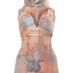 Shape Mini Robe En Mesh Bleu Imprimé à Col Bénitier Et Capuche -Promos Jupe Éthérée Boutique 6f3f845c1b8a5d9b7e4280eb18cf756a4d22b2ad cne3546 5