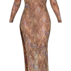 Shape Robe Longue En Mesh Imprimé Marron à épaules Dénudées -Promos Jupe Éthérée Boutique 7059007e94542028afa7cba9929046270b2cf9ee cnd2606 5