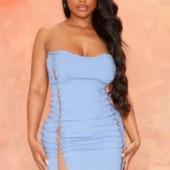Shape Mini-robe Style Bustier En Maille Tissée Bleue à Lacets -Promos Jupe Éthérée Boutique 712b6570ce6eef4098d20a06c511bd59db4bcfd7 cne3507 3