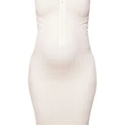 Maternité Robe De Grossesse Mi-longue Texturée Beige à Contours Côtelés -Promos Jupe Éthérée Boutique 71783946b1542fbb7fc923377f0bafc1a7c6e07d cnd7220 5