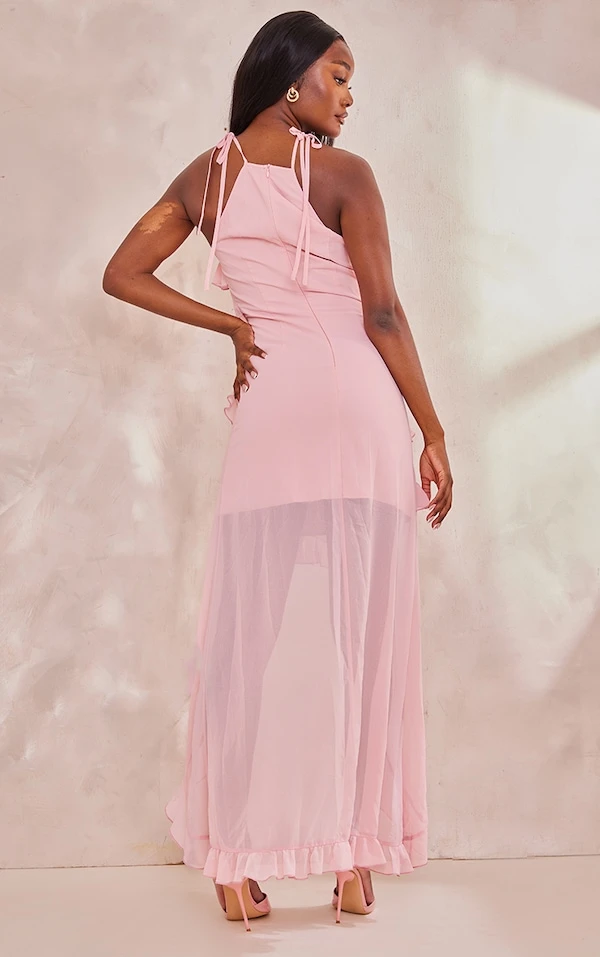 Tall Robe Longue Volantée Rose Tendre à Bretelles 2 Tall Robe Longue Volantée Rose Tendre à Bretelles – Image 2