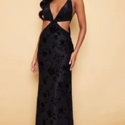 Tall Robe Longue En Velours Noir à Fleurs En Relief -Promos Jupe Éthérée Boutique 739459d2c6813f74987ca0b7884d594f65d2a8bf cne2100 3