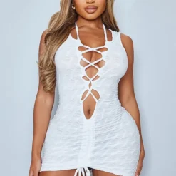 Shape Robe Moulante Texturée Froncée Blanche à Lacets 7 Shape Robe Moulante Texturée Froncée Blanche à Lacets -Promos Jupe Éthérée Boutique 73d2928279b68a03249d29c01a43a6a86845709c cmy8214 4