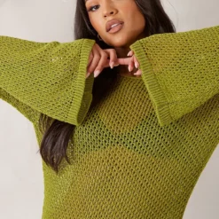 Tall Mini-robe En Maille Tricot Vert Olive à Manches Longues -Promos Jupe Éthérée Boutique 74fb11b7fb0db27d406413f9394585e555e90e1c cnd6753 4