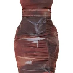 Shape Robe Mi-longue En Mesh Marron Fleuri à Col Bénitier Et Fronces -Promos Jupe Éthérée Boutique 750dc9595fef9120d9baa7373da6ff30f19f07fc cnb2713 5
