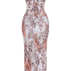 Shape Robe Longue Marron Clair Moulante Imprimé Léopard à Col Bénitier -Promos Jupe Éthérée Boutique 759204199af6d810cd28f2c0bb0a3a6666a26599 cne3956 5