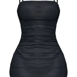 Shape - Robe Moulante Noire à Bretelles Fines Et Maille Froncée -Promos Jupe Éthérée Boutique 75c2b4f653bc85af86fecf902e3c709b4c4470cc cly0082 6