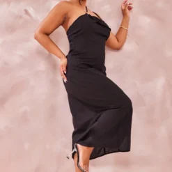 Plus Robe Mi-longue Noire Effet Lin à Bretelles Asymétrique -Promos Jupe Éthérée Boutique 760a772f877439ed6e6a4836ae137e22922663c9 cnd4925 3