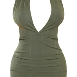 Shape Robe Moulante En Bandage Vert Olive Foncé à Décolleté Plongeant Et Dos Ouvert -Promos Jupe Éthérée Boutique 7638509877fbb79cb616aa332c11a8201991a30e cnb7729 5