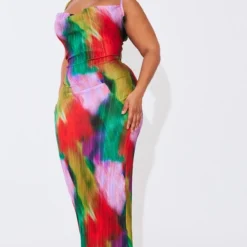 Plus Robe Longue Plissée Imprimé Multicolore à Col Bénitier -Promos Jupe Éthérée Boutique 76924c37a151093ad9aabe8a699555086df3b629 cna7530 3
