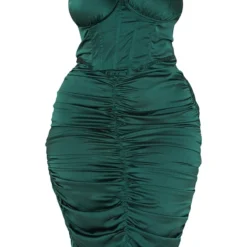 Plus Robe Mi-longue Satinée Froncée Vert émeraude à épaule Unique Détail Corset -Promos Jupe Éthérée Boutique 77044d3385745cf629eb8b70964709bc6ebc2758 cmu1335 6