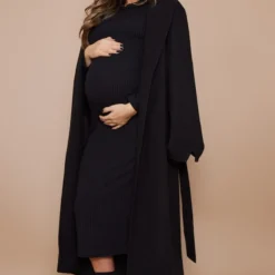 Logic Maternité Robe De Grossesse Mi-longue Côtelée Noir Foncé à Manches Longues -Promos Jupe Éthérée Boutique 78e6d7edd88a8f09cf79591f685eb2739bf24967 cnd0089 3