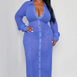 Plus Robe-chemise De Plage En Mesh Texturé Bleu Vif -Promos Jupe Éthérée Boutique 7a35c2fbd865f3b8e2593a3221fb906cd3539c7d cnd4886 3