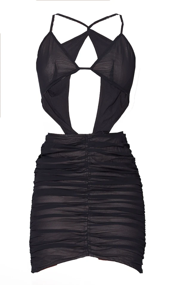 Tall Robe Noire Froncée à Bretelles Et Parties Contrastantes En Mesh 5 Tall Robe Noire Froncée à Bretelles Et Parties Contrastantes En Mesh – Image 5