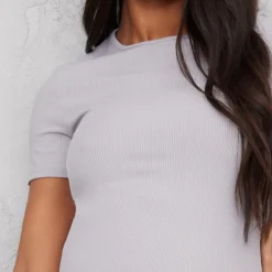 Maternité Robe De Grossesse Mi-longue Gris Chiné Côtelée à Col Rond -Promos Jupe Éthérée Boutique 7b80545100b3e1d2a93452c1aed2046e545b79c4 cnd0533 4