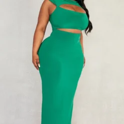 Plus Robe Mi-longue Moulante Vert Vif Découpée -Promos Jupe Éthérée Boutique 7ce0e315a8ae3a8e5c81b391dc80f370916e127c cnd5062 3