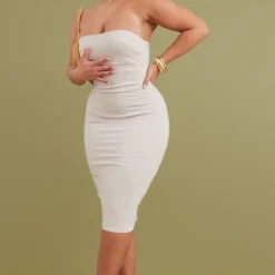 Shape Robe Mi-longue Gris Pierre Tissée Stretch à Empiècements