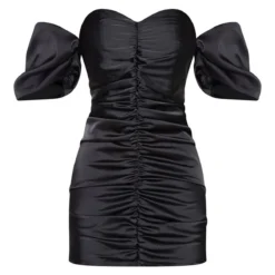 Petite Mini Robe Satinée Froncée Noire à Manches Bouffantes -Promos Jupe Éthérée Boutique 7ebf7c12f89cf08af44755c1c4b5ae7edd153837 cmu2890 6