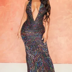 Shape Robe Longue Dévorée Noire à Dos Nu Et Côtés Froncés -Promos Jupe Éthérée Boutique 803353d23d5d33918d350b465b95da062bf38b59 cne3618 3